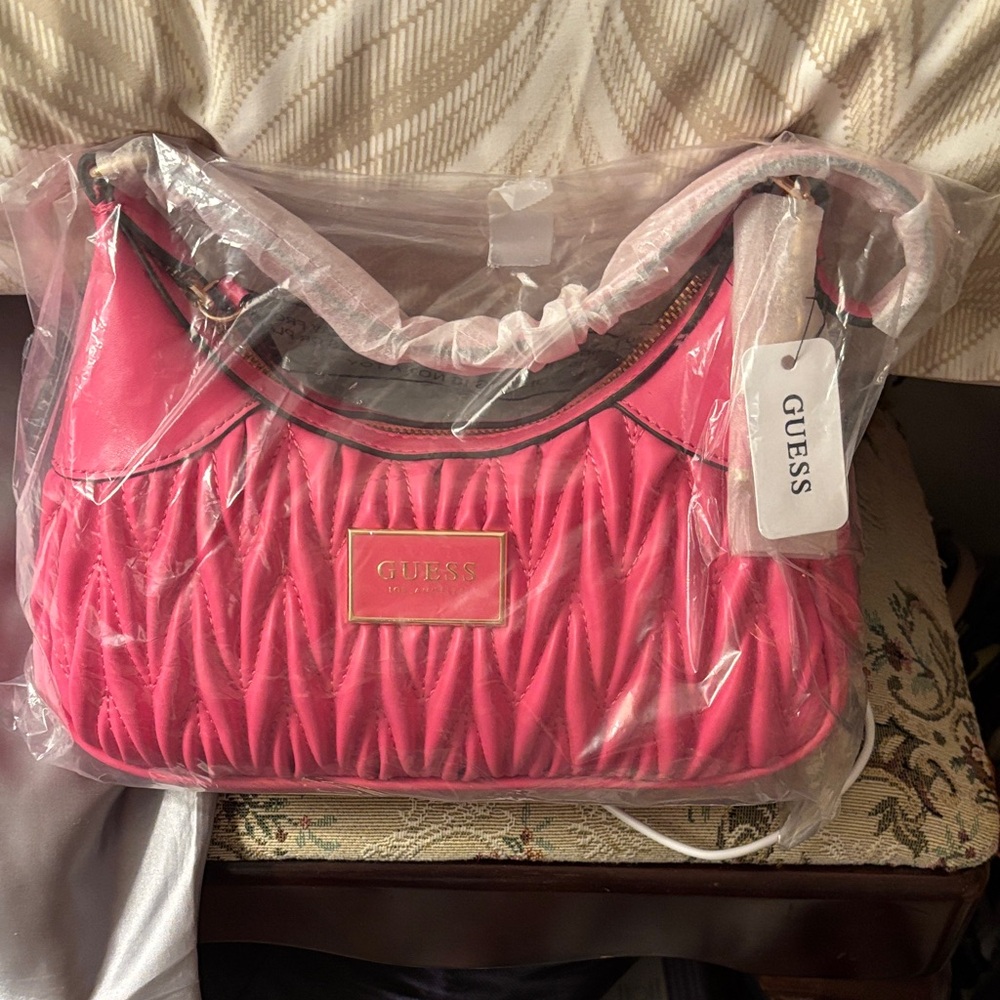 Guess Hot Pink Quilted Shoulder Bag
